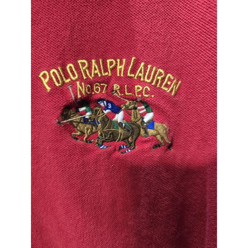 Polo Ralph Lauren Golf Shirt Triple-Pony 3 Red Custom Fit XL Y2K No. 67 RLPC